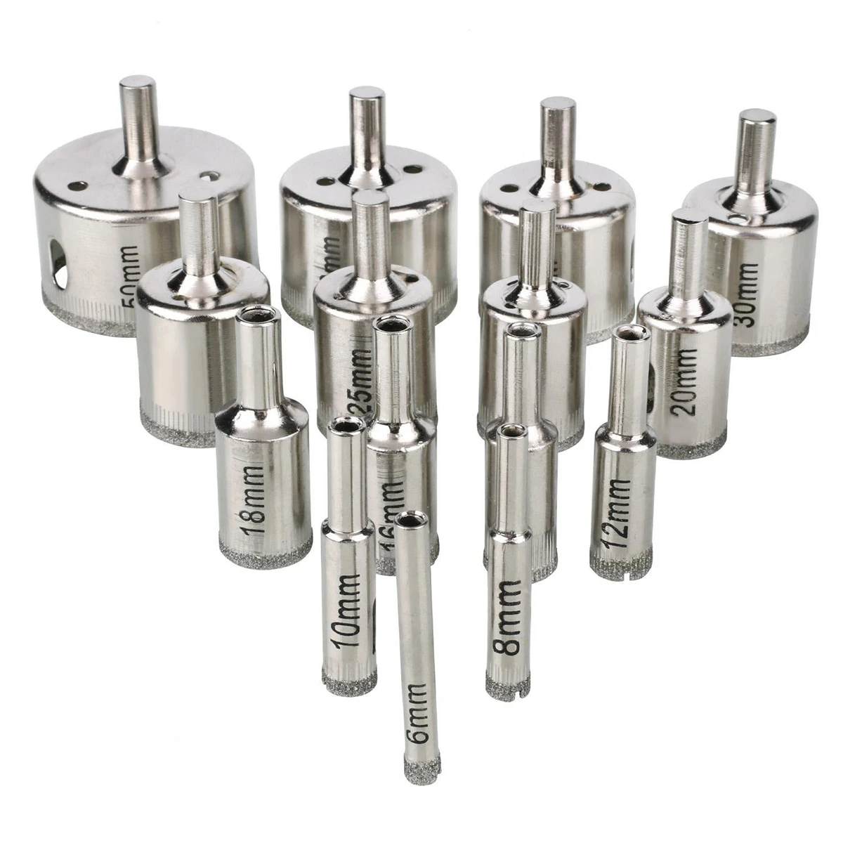 

15pcs Diamond Drill Bits Glass Tile Ceramic Porcelain Hole 6mm 8mm 10mm 12mm 14mm 16mm 18mm 20mm 22mm 25mm 28mm for Stone