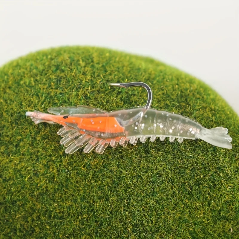 4 Stück, realistischer Garnelenköder, mit Haken, Jigging-Köder, für Salzwasser, Angelzubehör für den Außenbereich – Detail 6