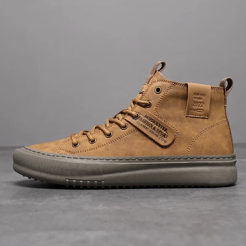 

Pop Men's Shoes New British Style Breathable Fashion Versatile Mid-Top Lace-Up Boots Trendy Business Casual Sports Shoes