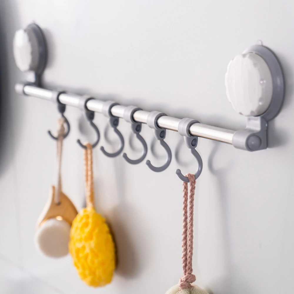 Wall Mounted Rail Utensil Rack,Multifunctional Utensil Hooks with Removable and Detachable Hooks for Kitchen, Bathroom, Bedroom