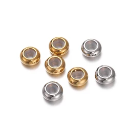 10Pcs 6/7/8/10mm Stainless Steel Adjustment Beads with Non-slip Silicone Ring Gold Color Stopper Spacer Beads for Jewelry Making