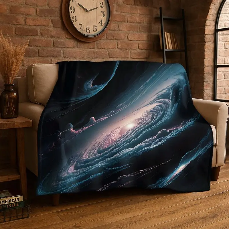 Dream Universe Galaxy Space Stars Black Hole Milky Way Flannel Blanket Soft Throw Blanket for Bedroom Living Room Bed Picnic Nap