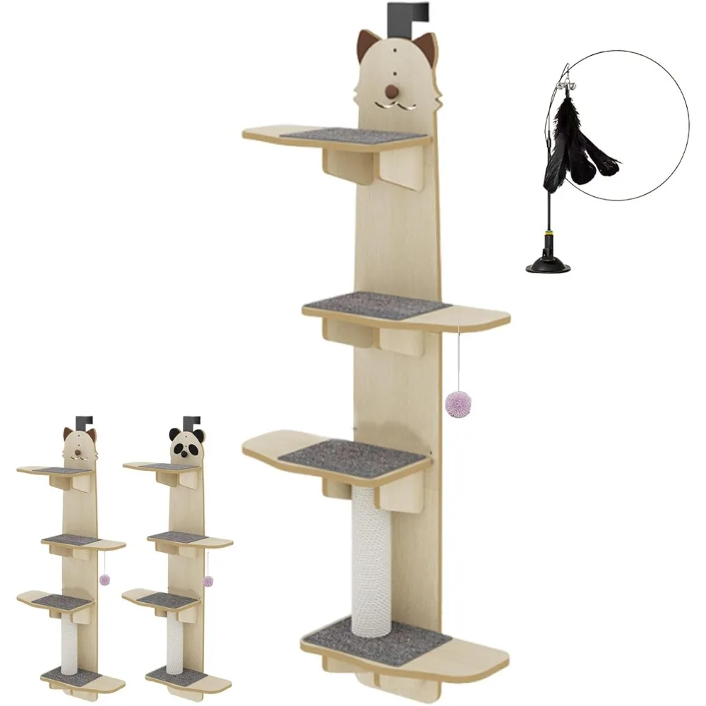 

Freedom Cat FrameDoor Hanging Shelf, Over The Perch, Hook Tree Climber with Plush Cushion and Ball for Indoor (High Fiber-A, Th