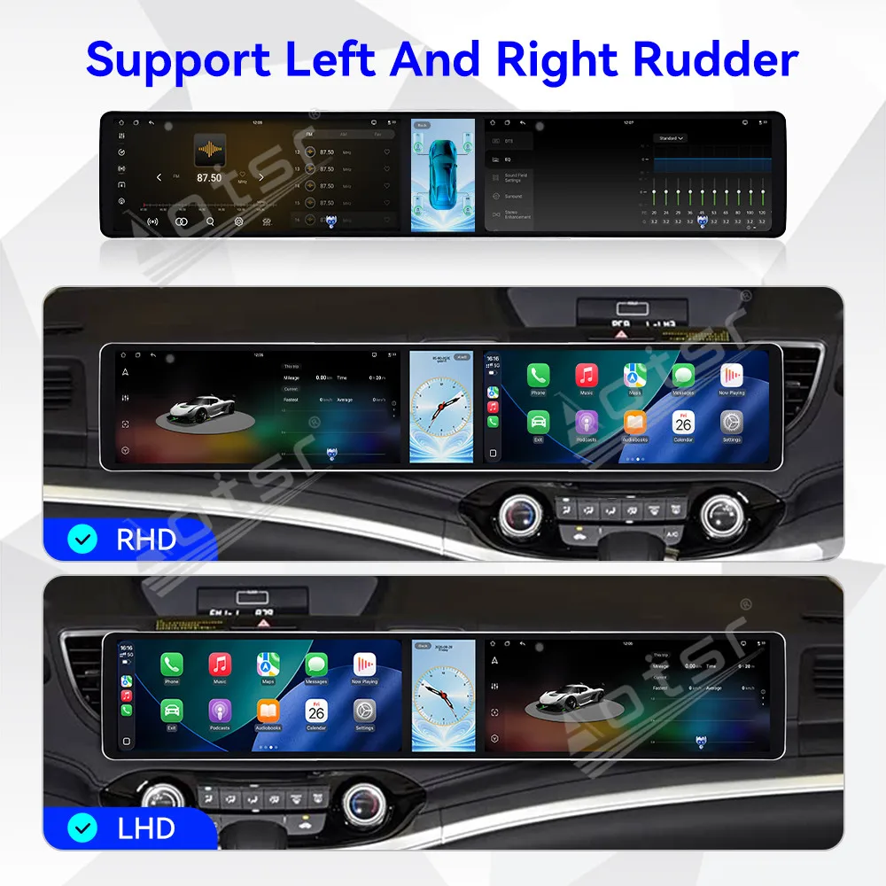 Dual 12.3 inch Triple Screen Android 15 Carplay For Honda CR-V 2012-2016 Gps Navigation Car Radio HD Touch Screen Stereo