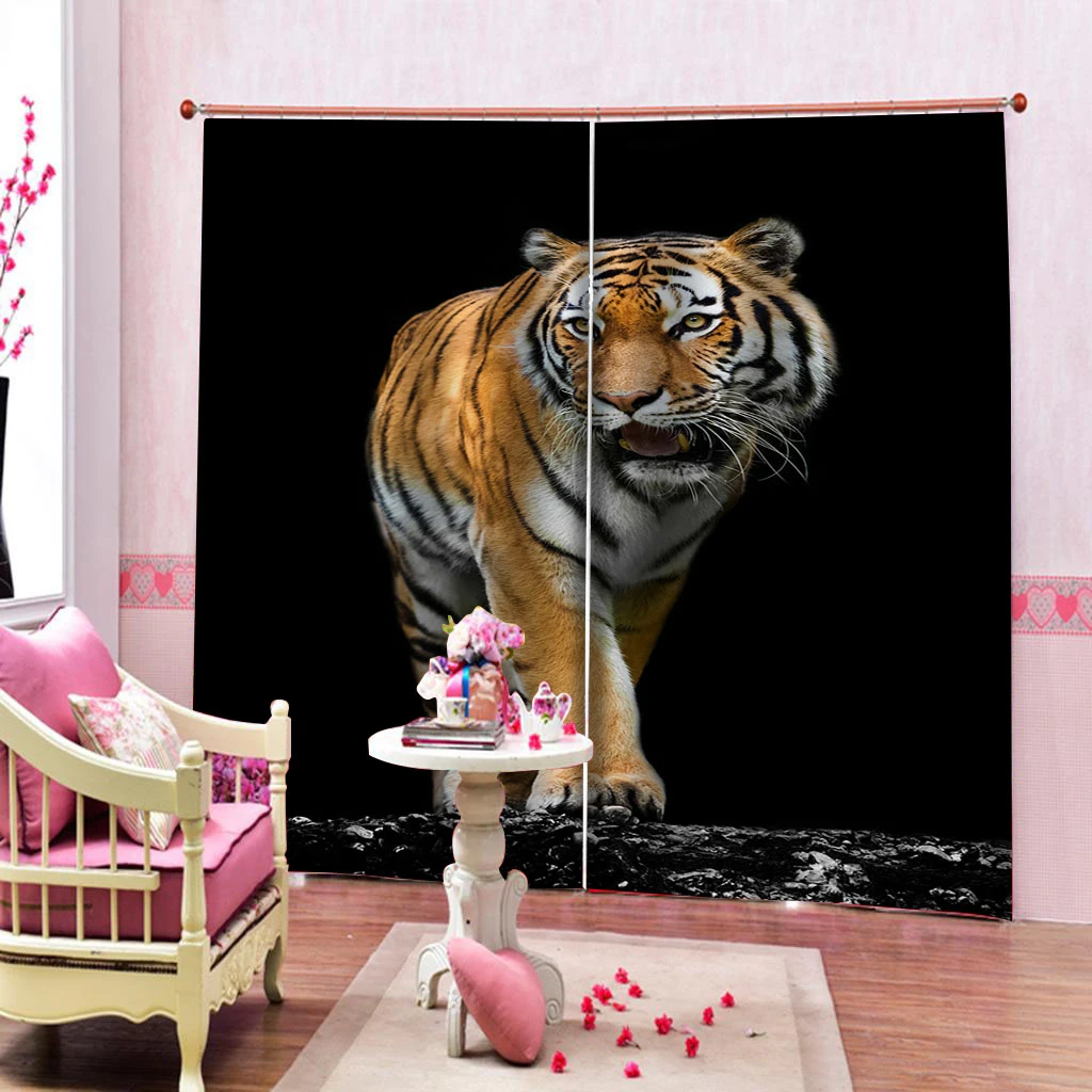 Luxury Blackout 3D Window Curtains For Living Room Bedroom tiger curtains personality curtains