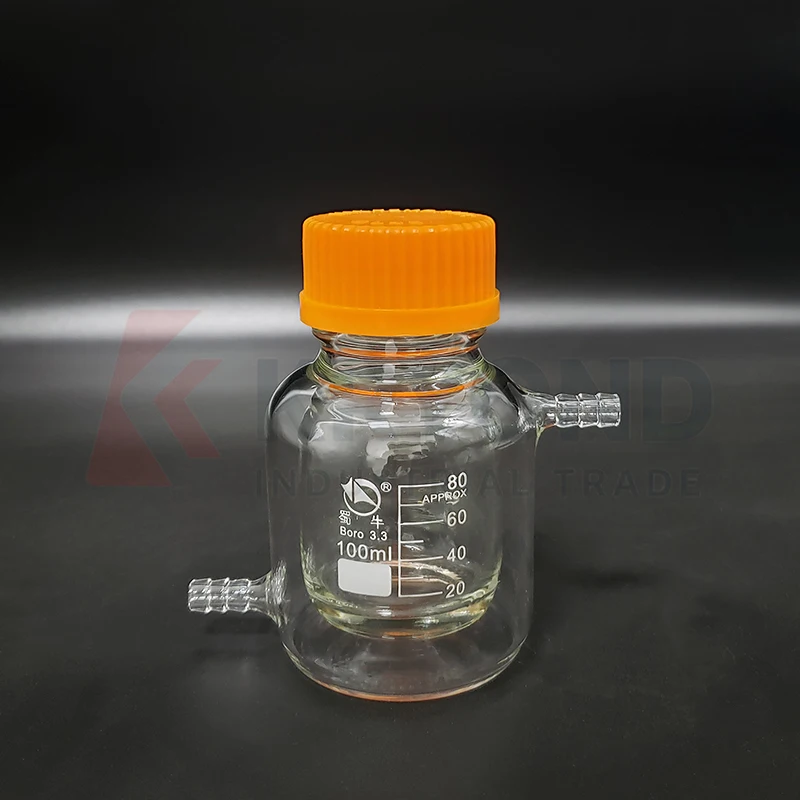 SHUNIU Borosilicate Double-deck Cylindrical Flat Bottom Single-necked Flask with Screw Cap Jacketed Reactor Original Product