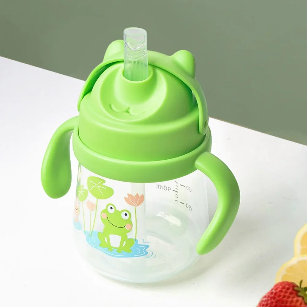 Anti-Kolik-Wasserbecher für Babys, Cartoon-Baby-Trainingstrohbecher mit Doppelgriffen, Anti-Erstickungs-Trainingsbecher für Jungen und Mädchen – Detail 8