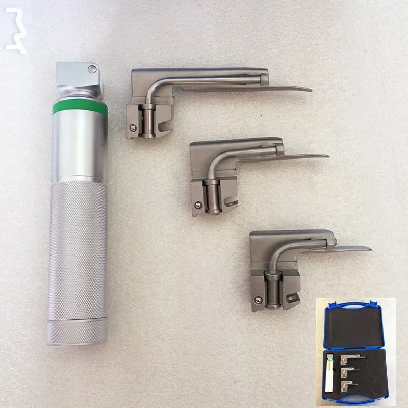 Laryngoscope Set Fiber Optic illumination Intubation For Infant Child Pediatric Use Three Blades Sizes