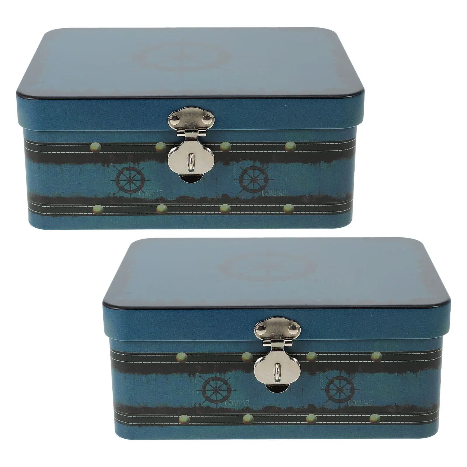 Lockable Metal Storage Box with Hinged Lid Retro Tinplate Organizer for Jewelry Keepsakes and Gifts
