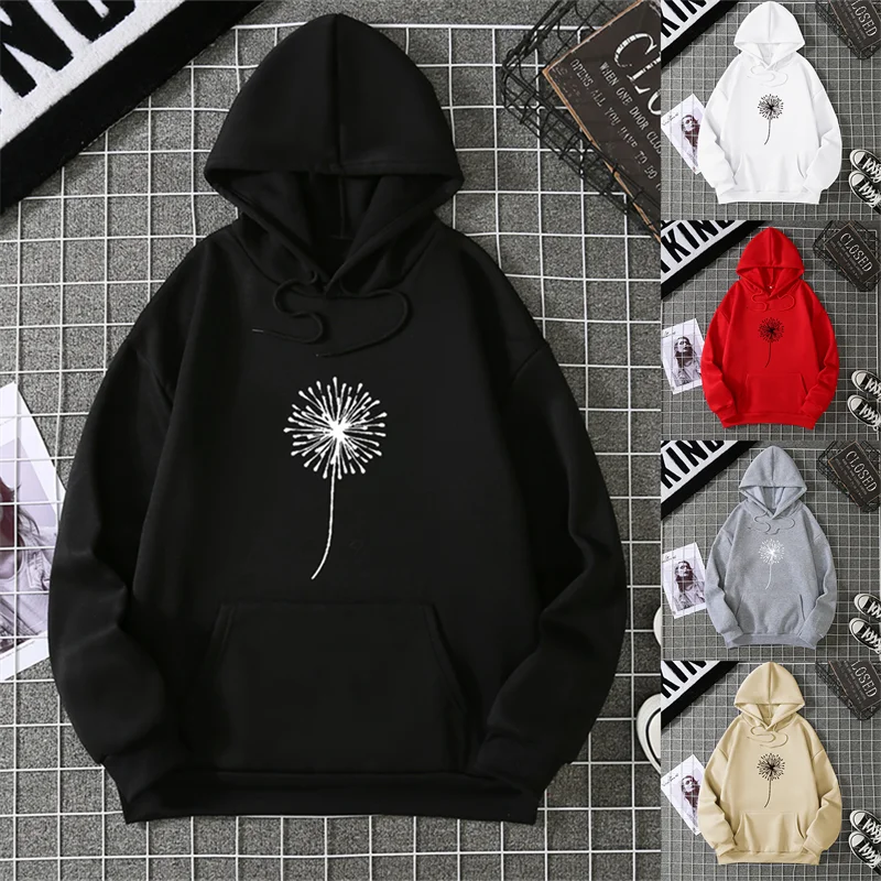 Dandelionพิมพ์หลากสีเสื้อHoodieเกาหลีHarajukuความงามHoodies Gothผู้หญิงฤดูใบไม้ร่วงฤดูหนาวเสื้อกันหนาวCYXX300