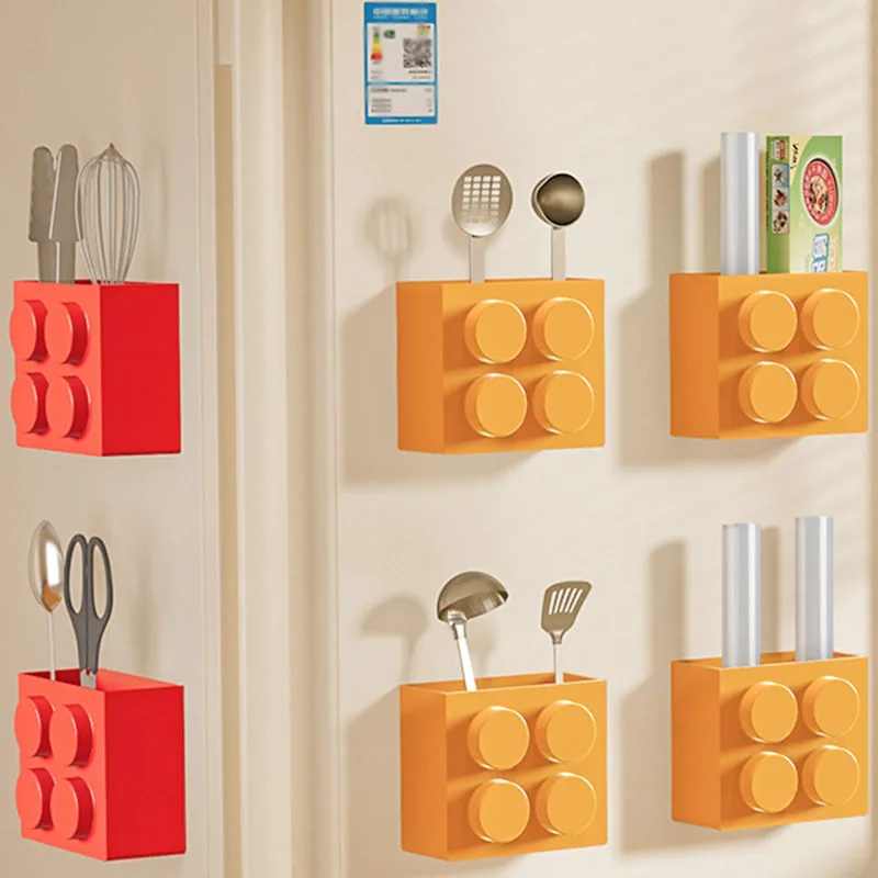 

NEW Building Blocks Refrigerator Magnetic Absorption Box Household Plastic Wrap Kitchen Storage Magnet Entry Door Storage Shelf