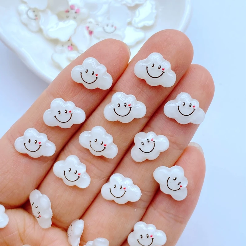 50pcs New Cute Resin 8*12mm Mini Cloud Flat Back Figurines DIY Wedding Scrapbook Manicure Accessories