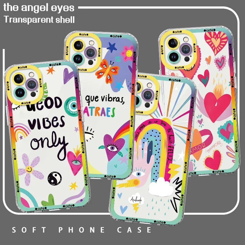 Eyes Love Heart For Samsung A55 A54 A53 A52 A51 A35 A33 A32 A31 A25 A23 A15 A14 A12 A05 A04 Transparent Angel Eye Phone Case