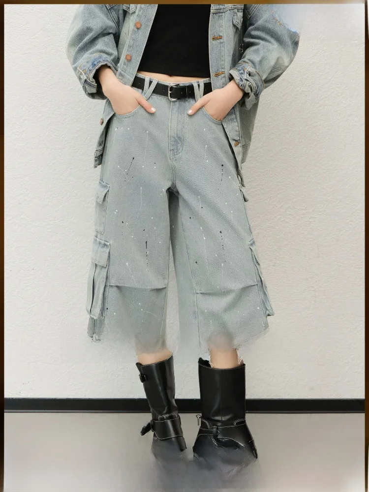 

Meiyang Casual Denim Jeans High Waist Pockets Water Washed Loose Fit Spring Summer Ladies Jeans Denim Cloth Zipper Closure