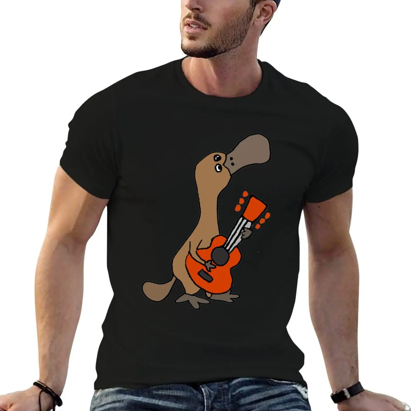 

Cool Duck-billed Platypus Playing Guitar Art T-Shirt vintage anime shirt Man t-shirt mens vintage t shirts