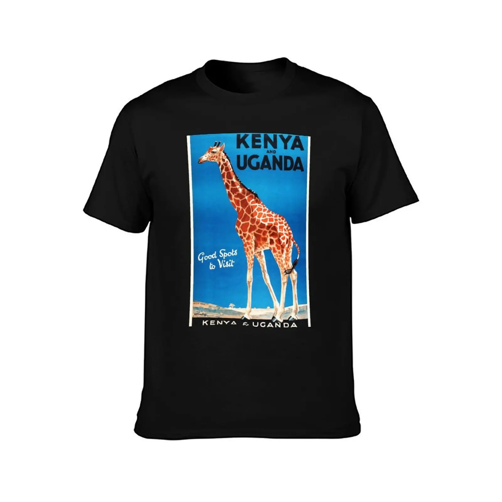 KENYA & UGANDA Railways & Harbours Good Spots to Visit Vintage Travel Poster T-Shirt Vintage Style Printed Top T-Shirt
