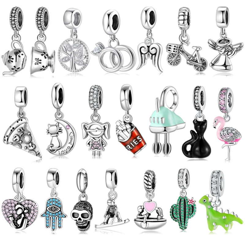 925 Sterling Silver Desert Cactus Sparkling Green CZ Charms for Jewelry Making Pendants Fit Original Charm Designer Bracelets