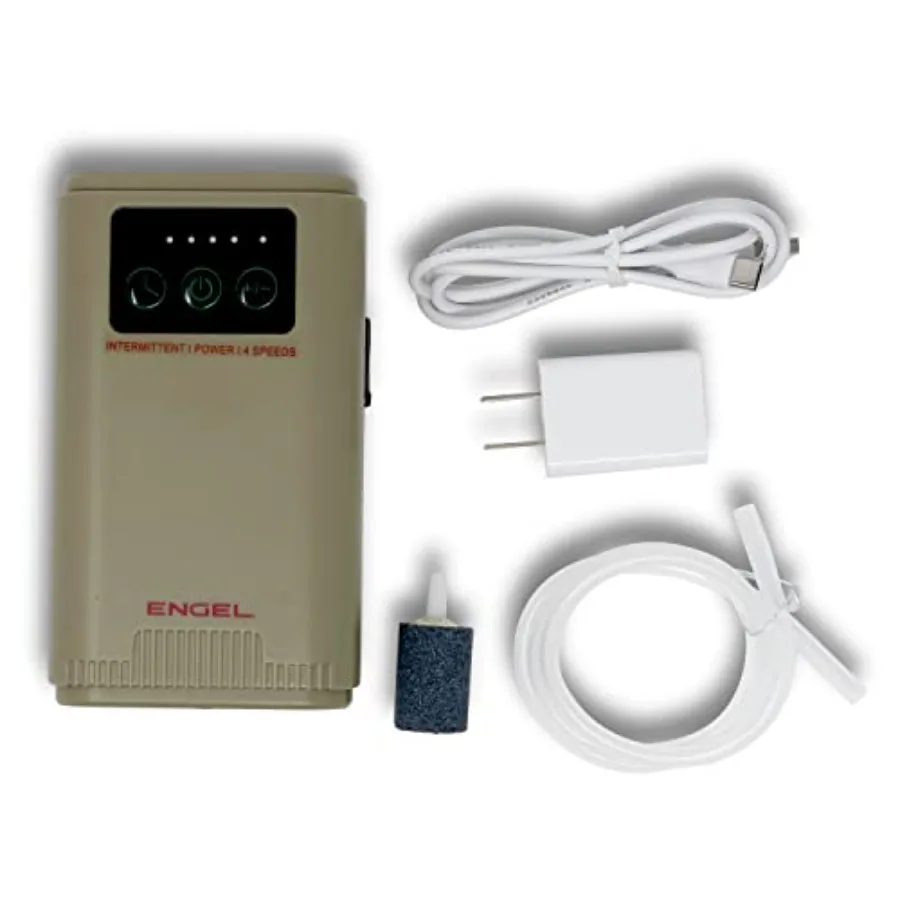 

Насос-аэратор и аэратор-пузырькогенератор ENGEL Ultra Quiet с литий-ионным аккумулятором, заряжаемый через USB, с универсальным креплением, подходит для большинства ведер для наживки.