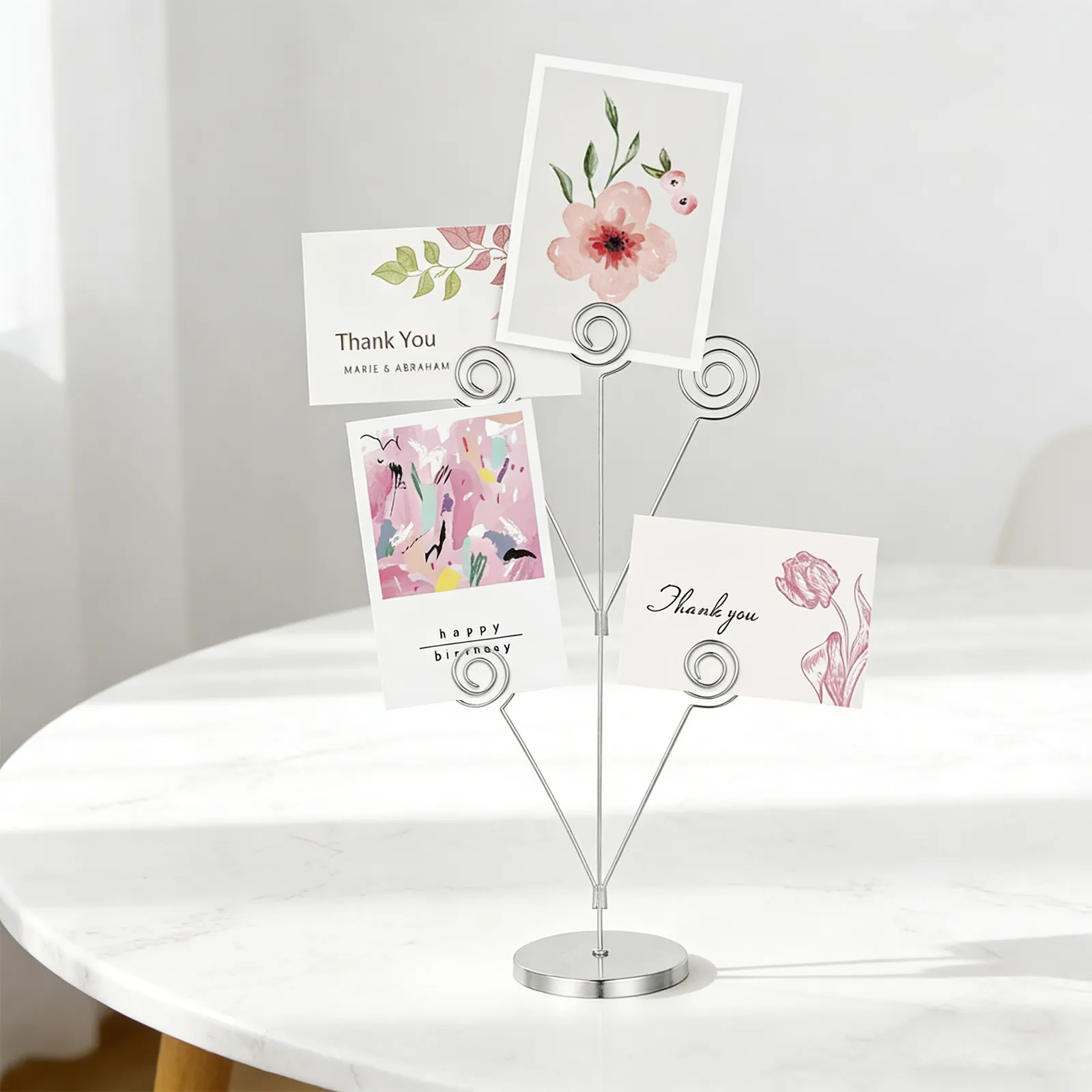 5 Branch Desktop Memo Holder Clip Tree Style Photo Stand Silver Table Number Holder Reserved Sign Display Wedding Valentine Day