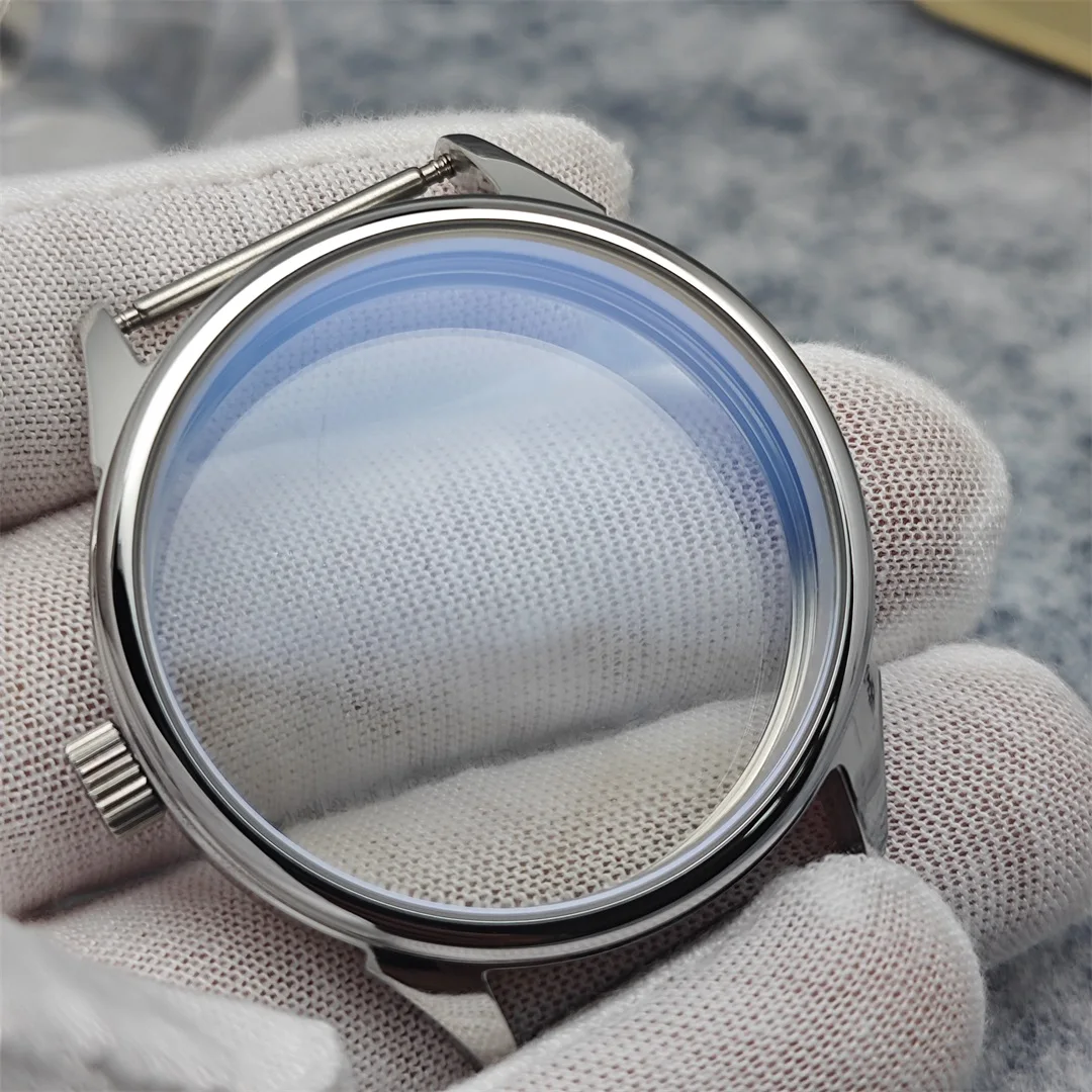 42MM etui na zegarek dla ETA6497 Seagull ST36 ruch polerowane przezroczyste dno obudowa wodoodporne akcesoria do zegarków ze stali nierdzewnej