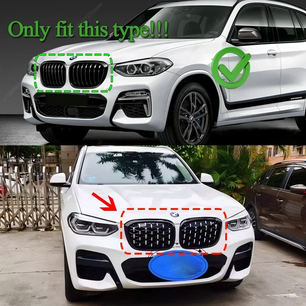 Front Kidney Grills Grille Replacement Grille Car Front Bumper Grill For BMW X3 G01 X4 G02 2017-2021 Diamond Grills Meteor Style