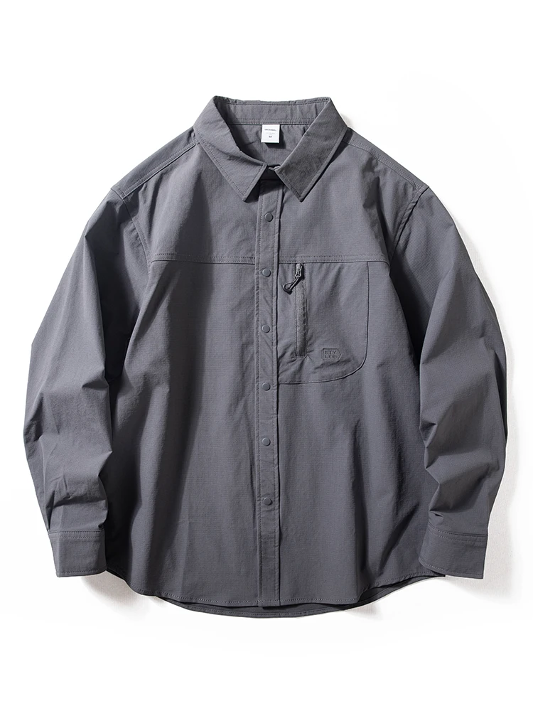 

Мужская повседневная уличная рубашка с длинным рукавом, быстросохнущая, свободного кроя, весенне-осенняя, модная, дышащая, удобная верхняя одежда