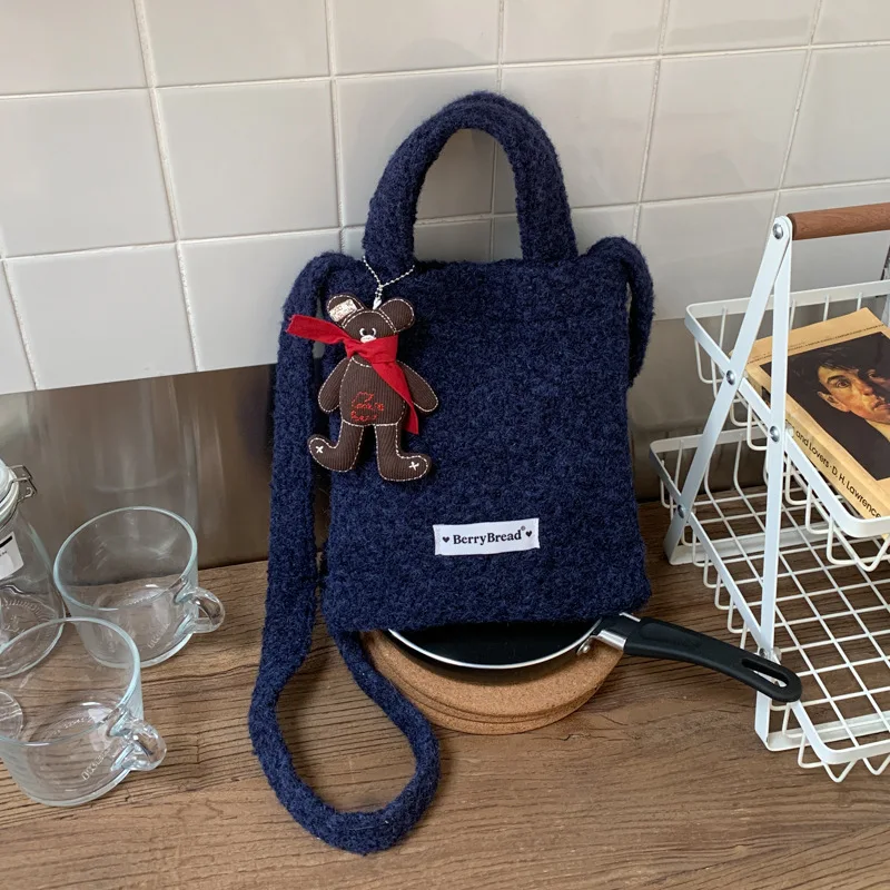 

Winter plush red small bag for women Korean StyleinsCute and stylish casual crossbody bag for students, suitable for mobile phon