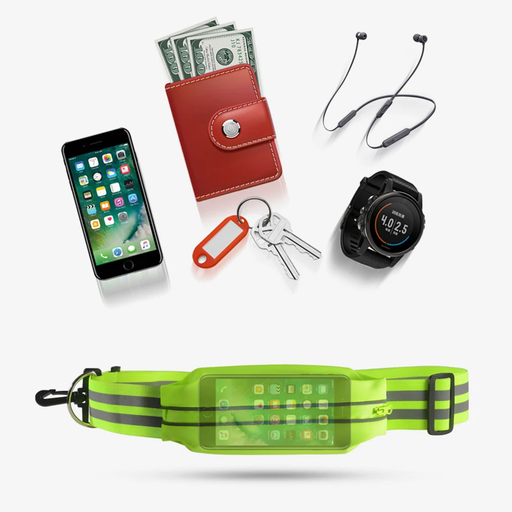 Reflective Shoulder Strap Reflective Belt with Pouch Running Belt High Visibility Elastic Belt Cycling Strap for Running Cycling