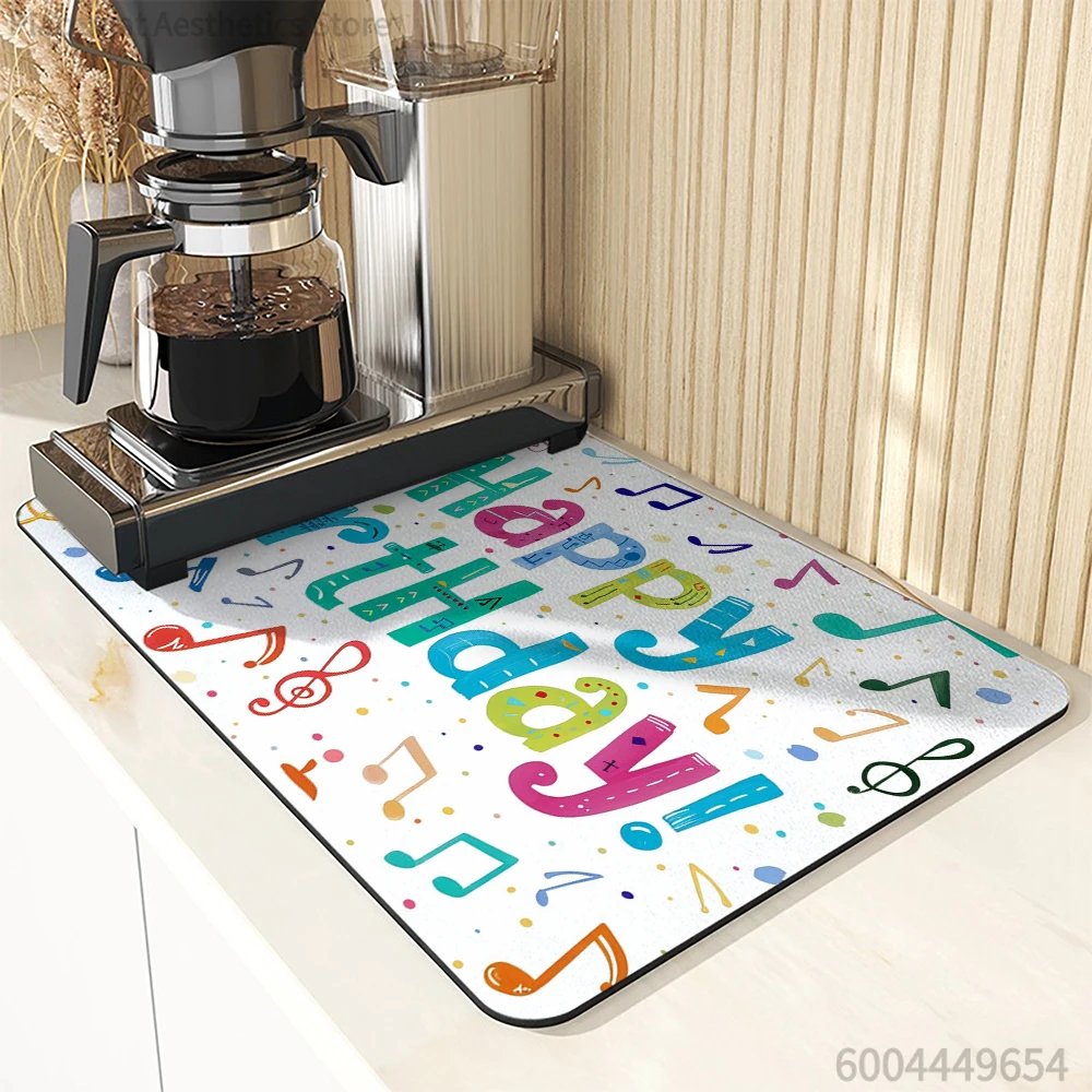 Absorbent Anti-slip Coffee Dish Mats Birthday Party Note  Kitchen Absorbent Draining Mat Drying Mat Quick Dry Bathroom Drain Pad