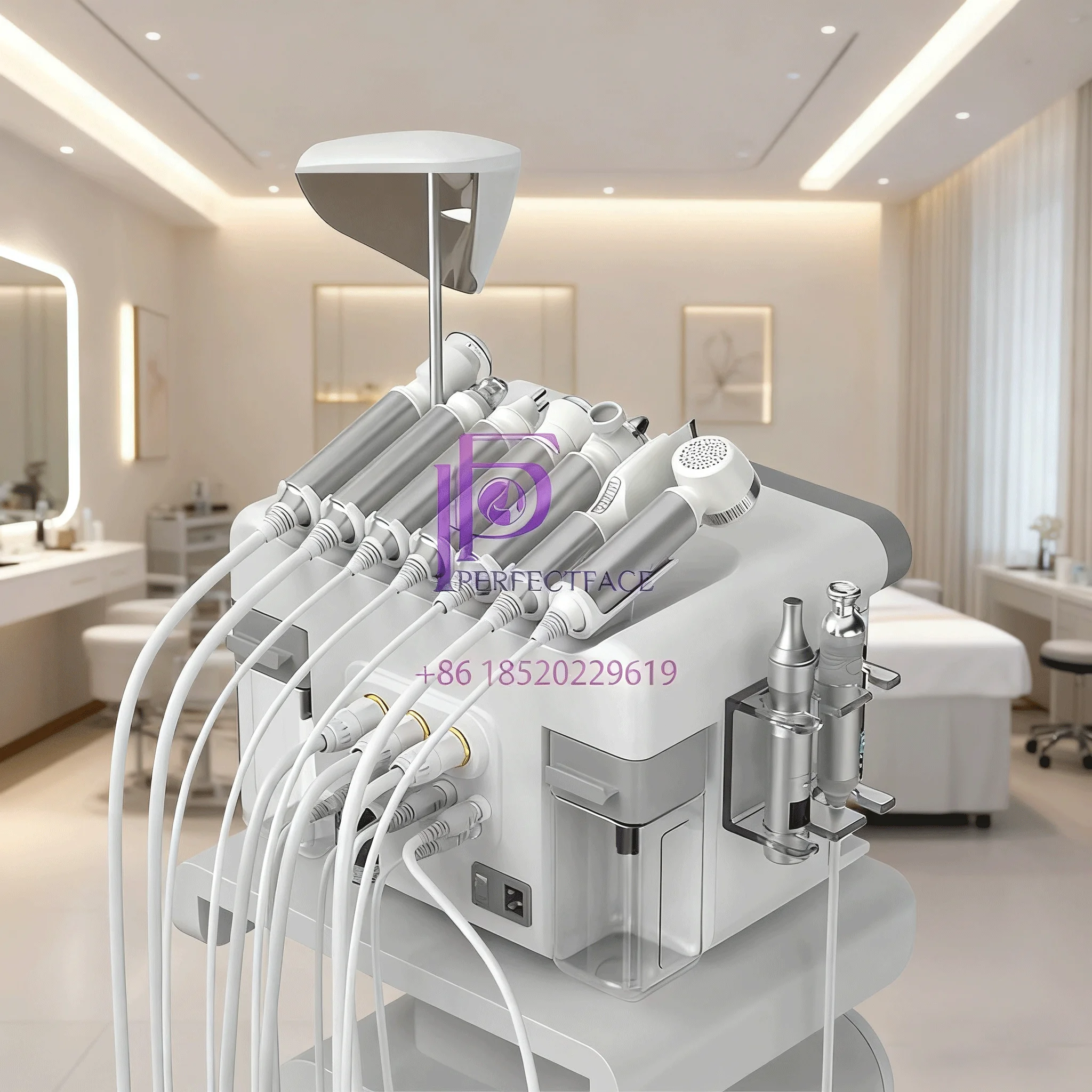 10-in-1 huidverzorgingshulpmiddel |   Diamantmicrodermabrasie en ultrasoon |   Waterpoets Airbrush Thermische Hamer + Fototherapie voor Gezicht