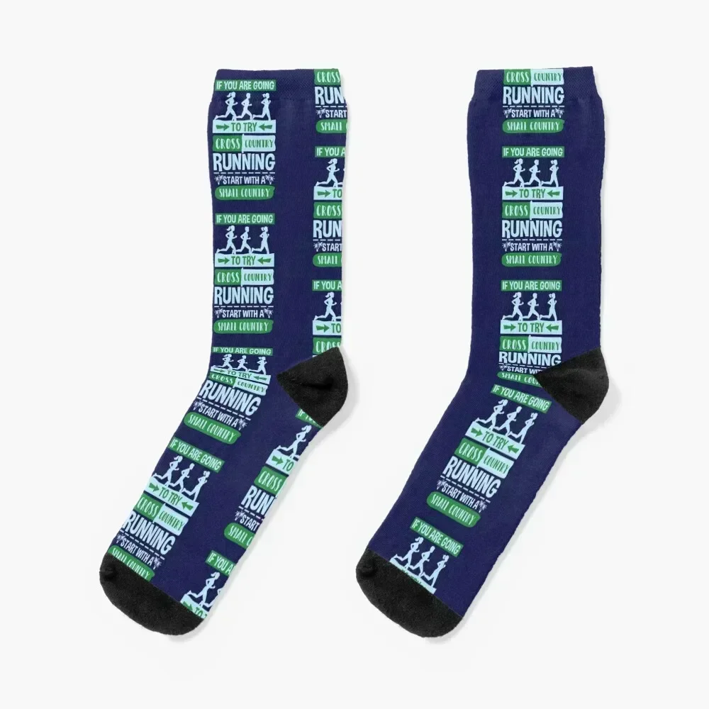 

Cross Country Running Joke Start with a Small Country Socks colored Stockings man Non-slip Men's Socks Women's