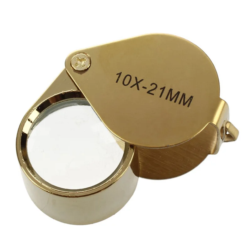 

10Pcs 10X Magnifying Magnifier Glass Jewellers Eye Foldable Jewelry Loop Loupe(Golden)