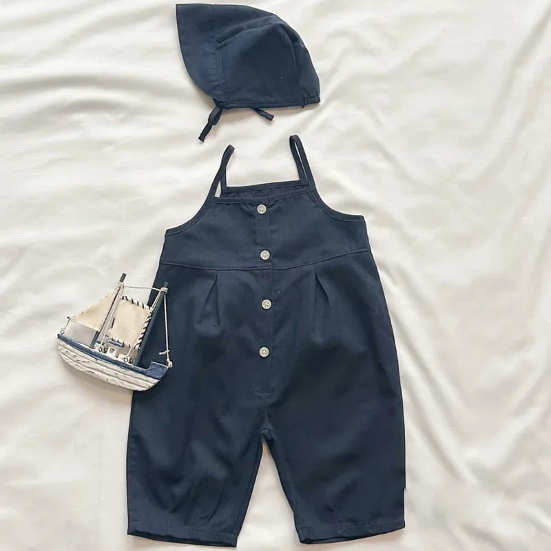 Children's Denim Overalls for Summer 2026 Fashionable Korean Style Jumpsuit for Boys and Girls Simple Solid Color Kids Pants