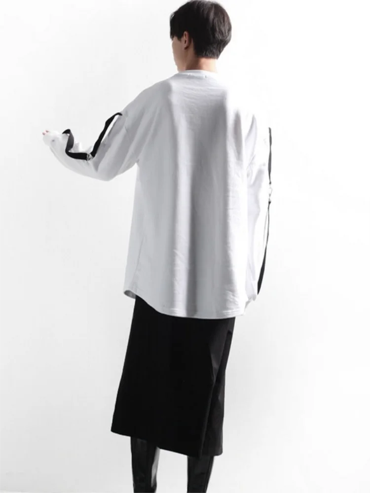

Men's Long Sleeve T-Shirt Spring And Autumn New Fashion Trend Ribbon Decoration Large Size Long Sleeve T-Shirt