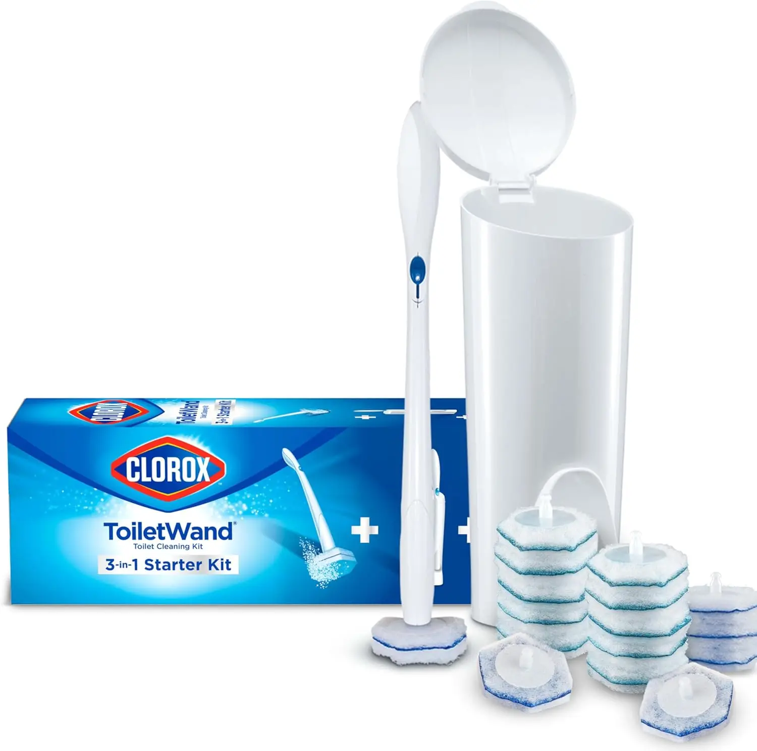 

ToiletWand Disposable Toilet Cleaning System, Spring Cleaning Essential, ToiletWand, Storage Caddy, and 16 Disinfecting ToiletWa