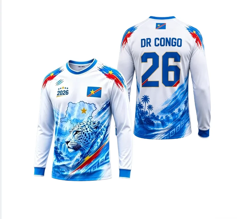 2026 Congo round neck long sleeved T-shirt casual long sleeved quick drying breathable outdoor sports 3D printing