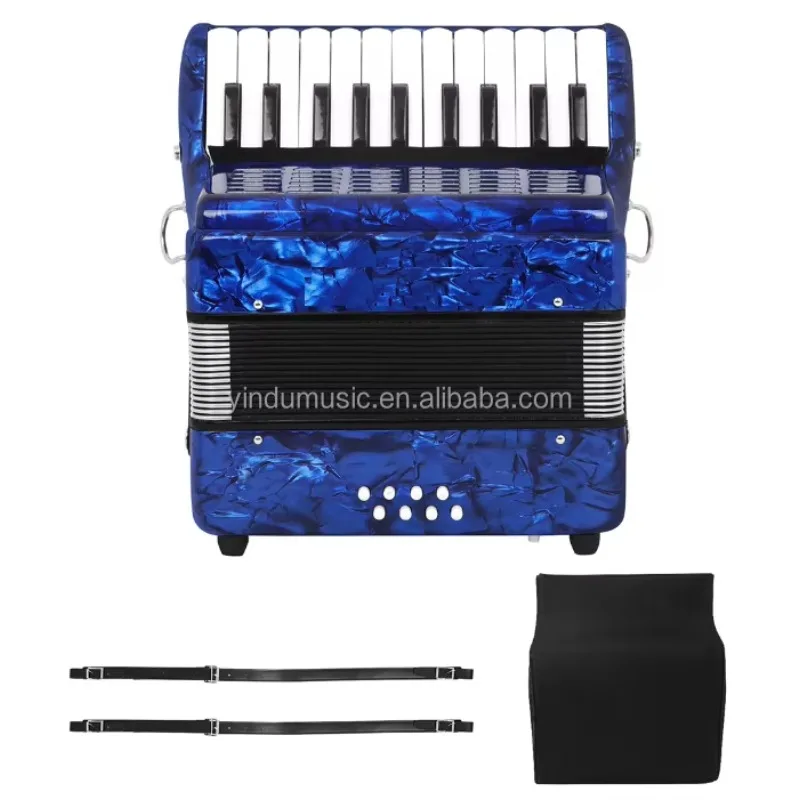 

Professional Accordion New Style 22-Key 8-Bass Keyboard Musical Instruments Blue Diatonic Chromatic Concert