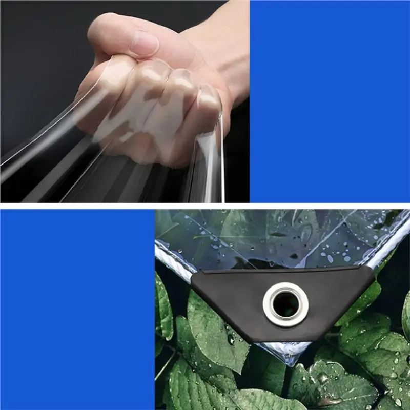 ABUI-Clear Rainproof PVC Tarpaulin Transparent Waterproof Tarp For Balcony Garden Plant Covers 2X 2M