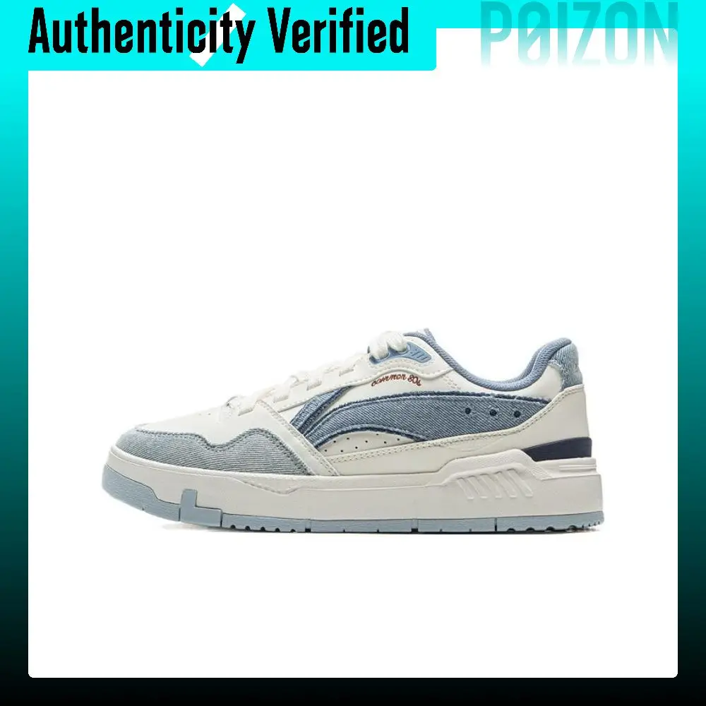 Li Ning Common 80s Low top Skateboard Shoes Women's White Blue AGCV024-5