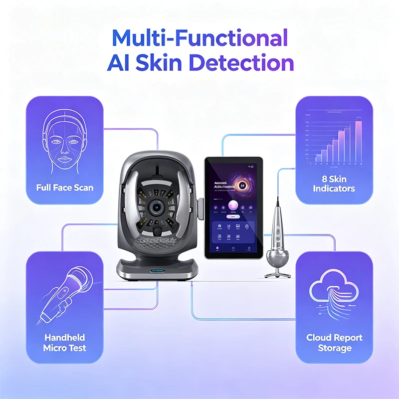 X3 Pro Intelligent Skin Tester Multi Light Source Skin Wrinkle Pigment Moisture Analysis Machine Handheld Microscope Detector