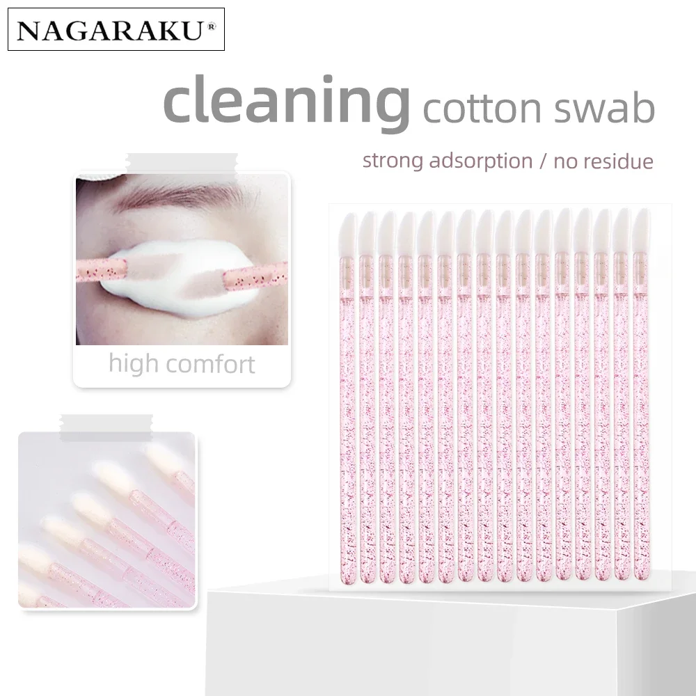NAGARAKU 50pcs Disposable Eyelash Brush Crystal Lashes Micro Brushes Eyelash Extension Supplies Applicator Cleaner Beauty Makeup
