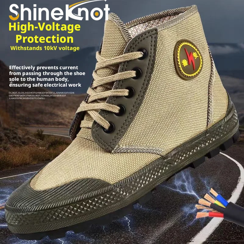 SHINEKNOT 10kv Insulated Electrician Shoes Breathable High-Voltage Low-Voltage Anti Slip Wear-Resistant Safety Protective Shoes