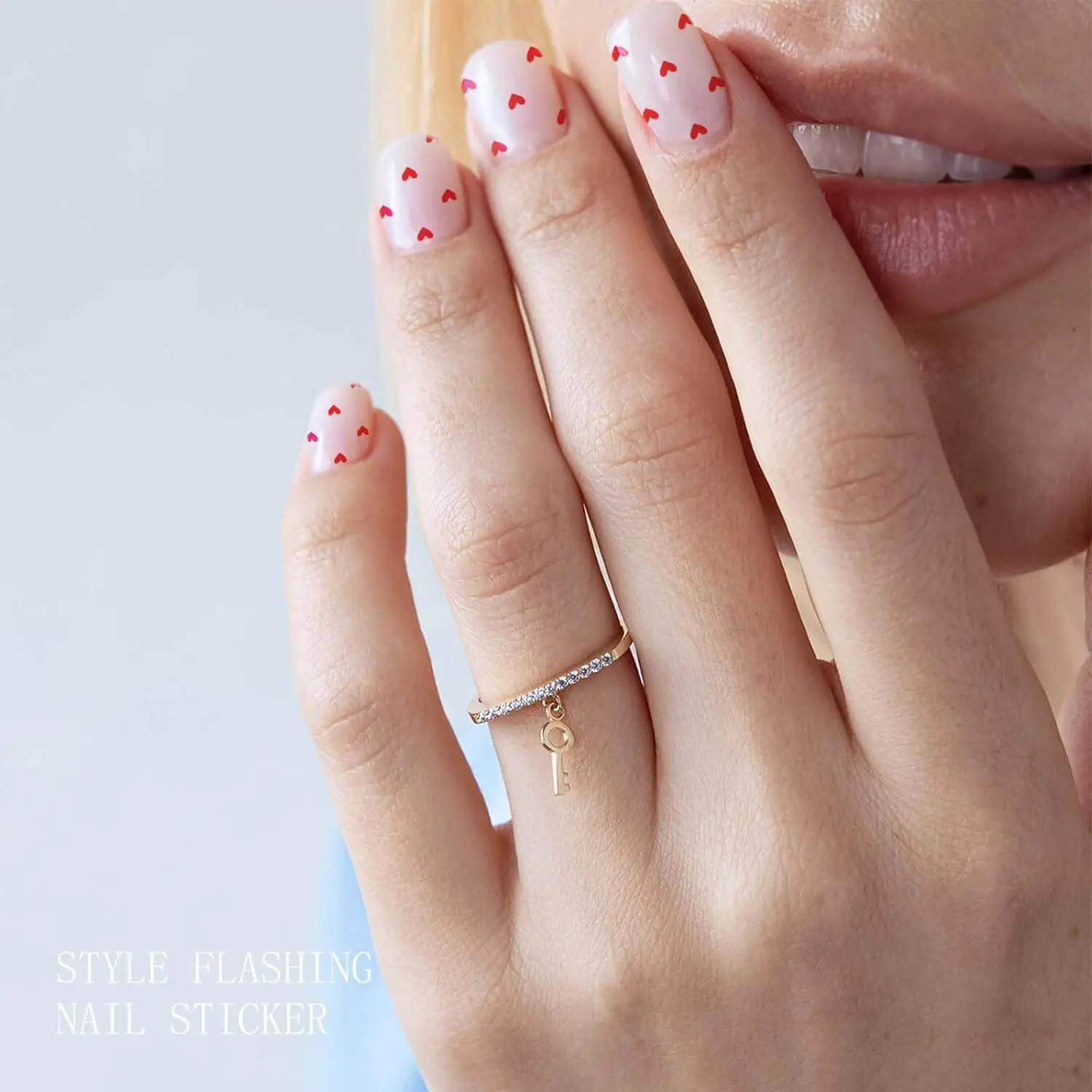 バレンタインデー用レッドハートジェルネイルステッカー - UV/LED硬化ネイルアートストリップ