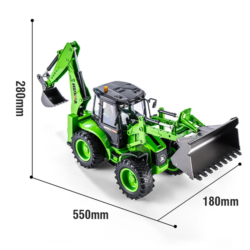 Hiuna 1:14 Remote Control Excavator Loader Two-Way Forklift Sound and Light Simulation Engineering Car Model Toy Children\'s Gift