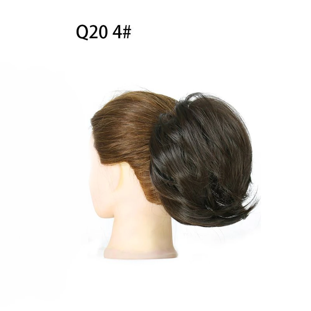 Bun Updo de cabelo sintético para mulheres, fofo bagunçado donut, peruca de rabo de cavalo curto, extensões de cabelo com elástico, uso diário elegante