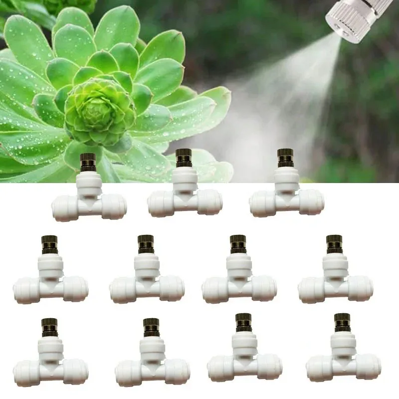 

Low Pressure Pneumatic Fitting Pipe Connector Garden Tools Water Fog Sprayer Misting Cooling System Atomizing Nozzles 6mm 10Pcs