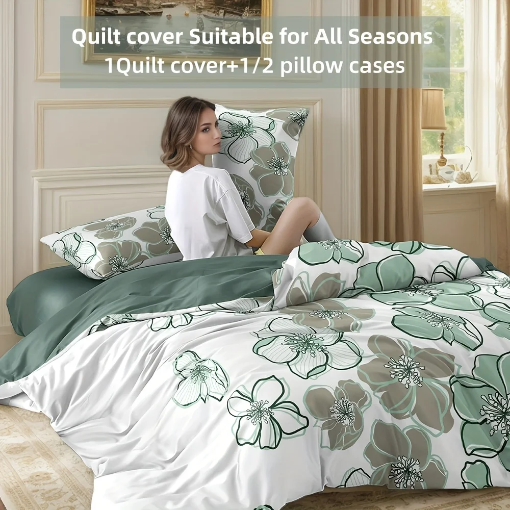Floral Bedding Set 3D Printing 2-3 Piece Set (No Core) Suitable for Bedroom Duvet Cover Set Gift For Family Home Decor Textile