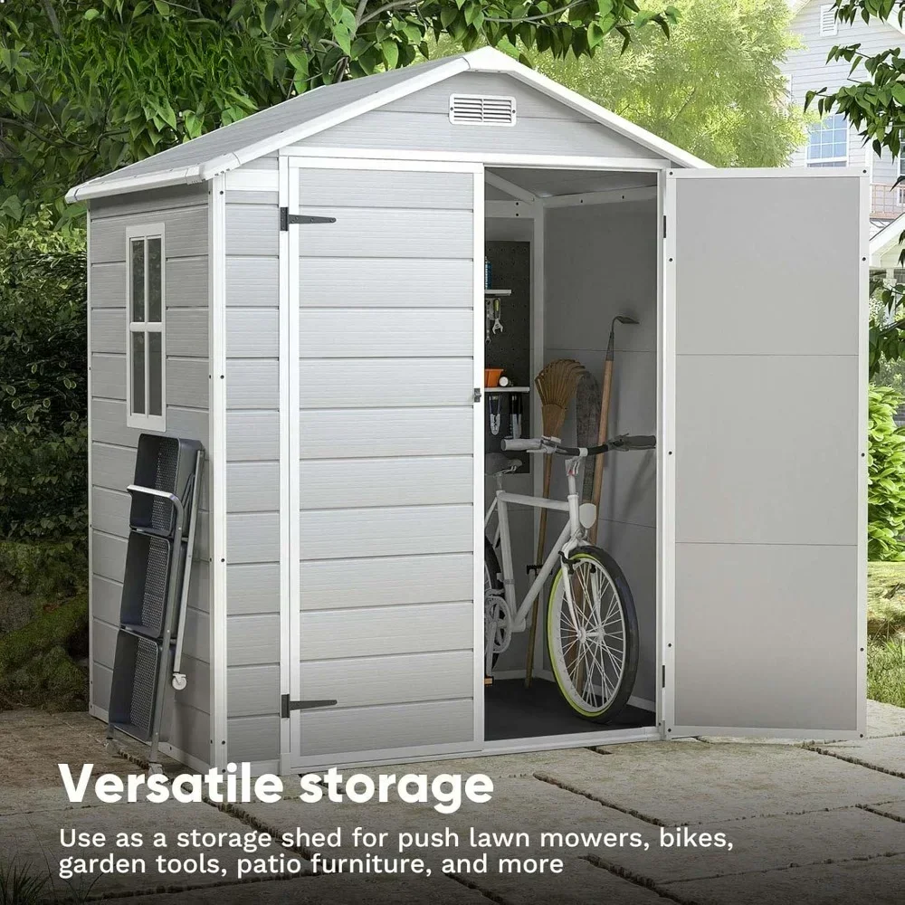 6x4 Foot Plastic Outdoor Storage Shed - Perfect for Storing Terrace Furniture, Bicycle Accessories,beach Chairs, and Lawn Mowers