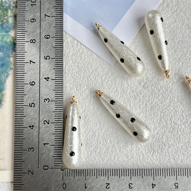 Gentle style 50pcs/lot dots pattern print geometry water drop shape resin beads with hanger diy jewelry garment hair accessory - view 4