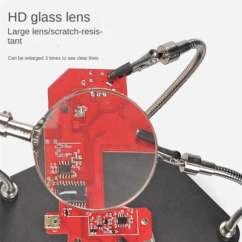 Solder meja membantu tangan dengan klip buaya kaca pembesar untuk papan PCB alat solder perbaikan Las stasiun solder tangan ketiga